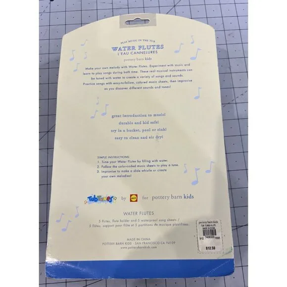 Pottery Barn Kids Water Flutes Play Music in the Tub L'eau Cannelures 3-8 NEW~~ - Picture 4 of 4